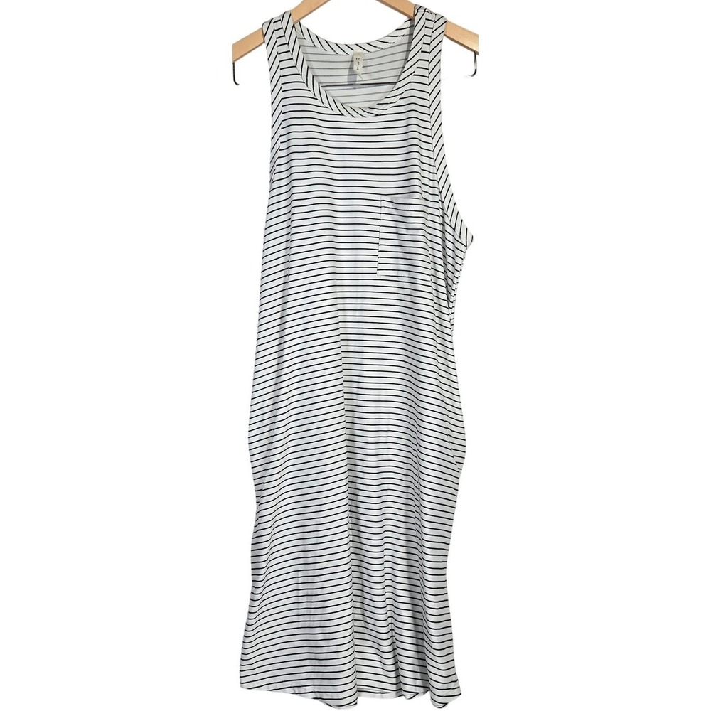mts White and Black Striped Midi Dress